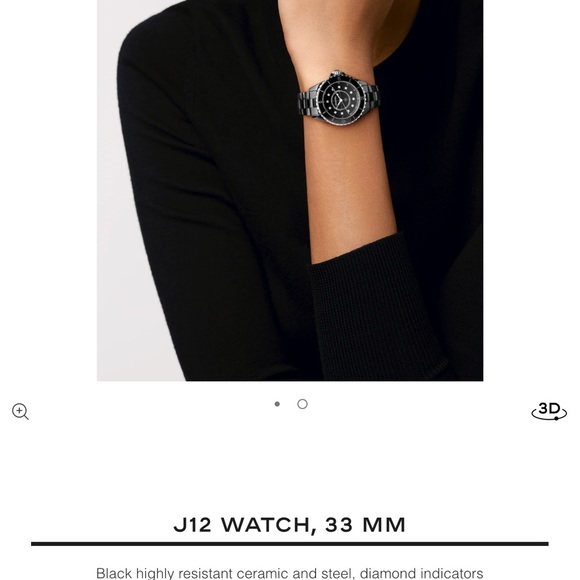 Authentic pre owned J12 watch in black with diamonds inside dial. 33mm - Picture 2 of 7